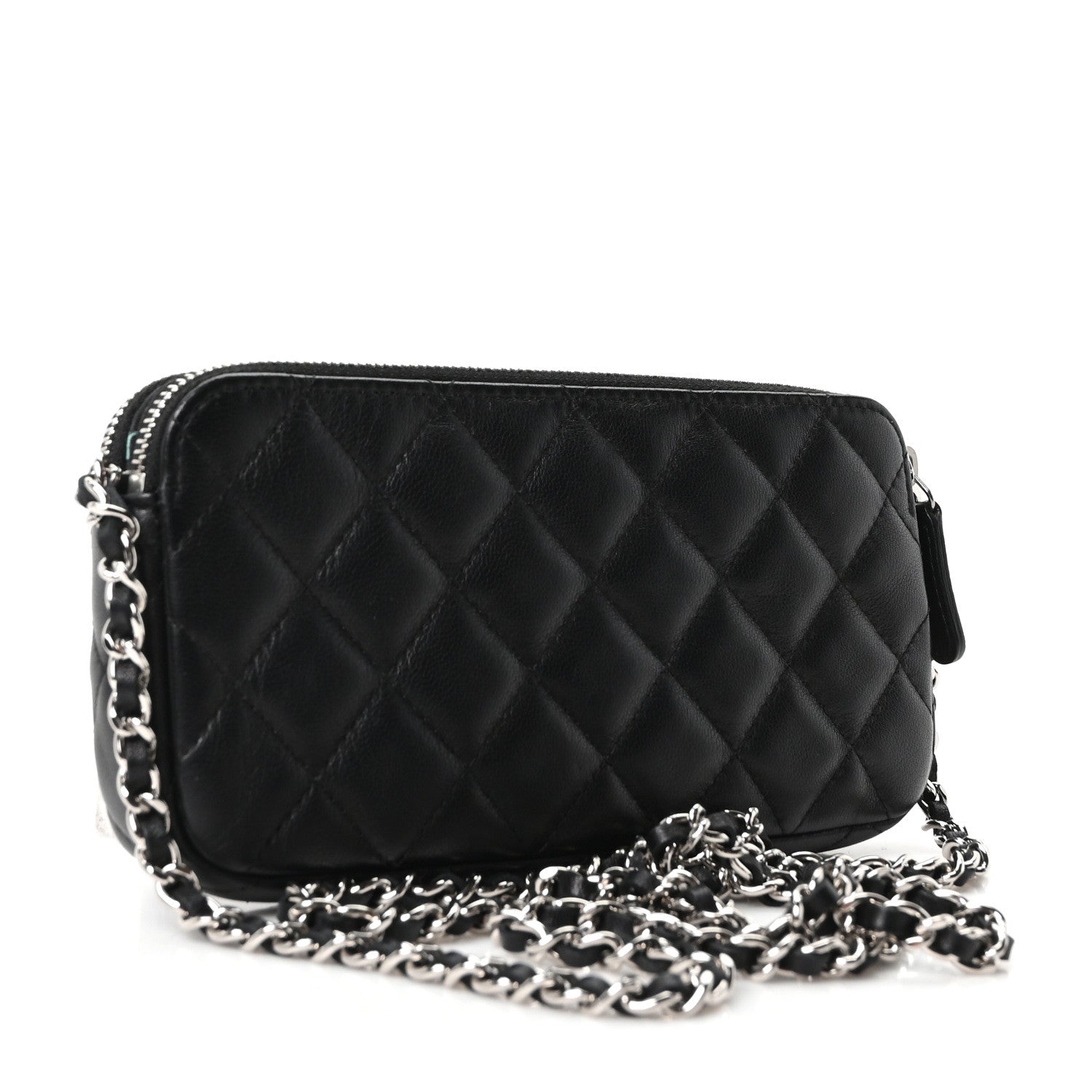 Chanel Lambskin Quilted Small Clutch With Chain Black 3 of 10
