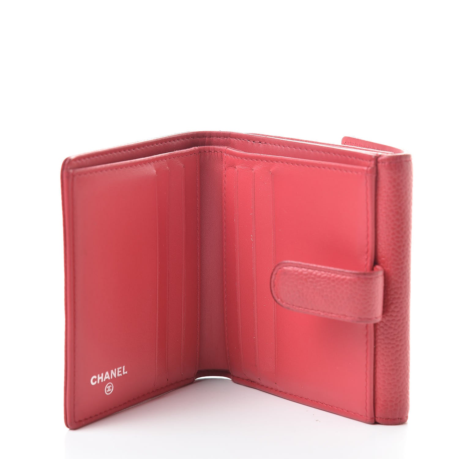 Chanel Caviar Timeless CC Compact French Wallet Dark Pink 6 of 15