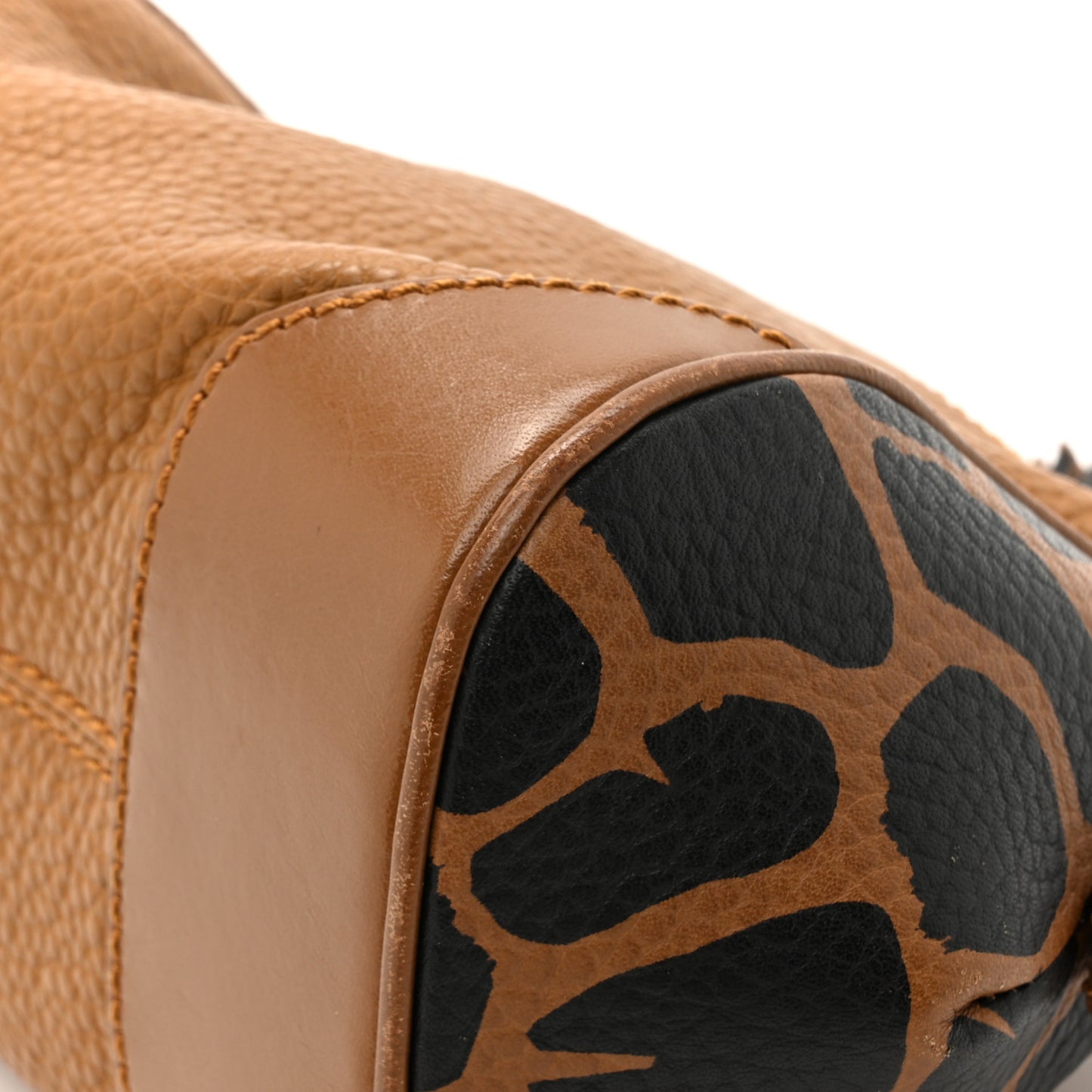 Grainy Calfskin Animal Print Mini Blaze Crossbody Bag Brown