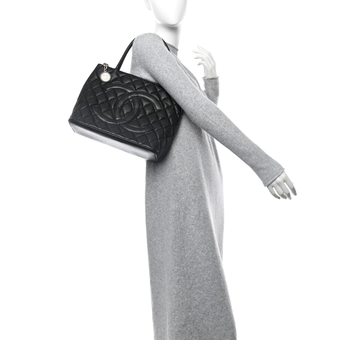 Caviar Quilted Medallion Tote Black