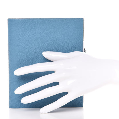 Hermes Taurillon Clemence Ulysse Mini Notebook Blue Jean 2 of 9