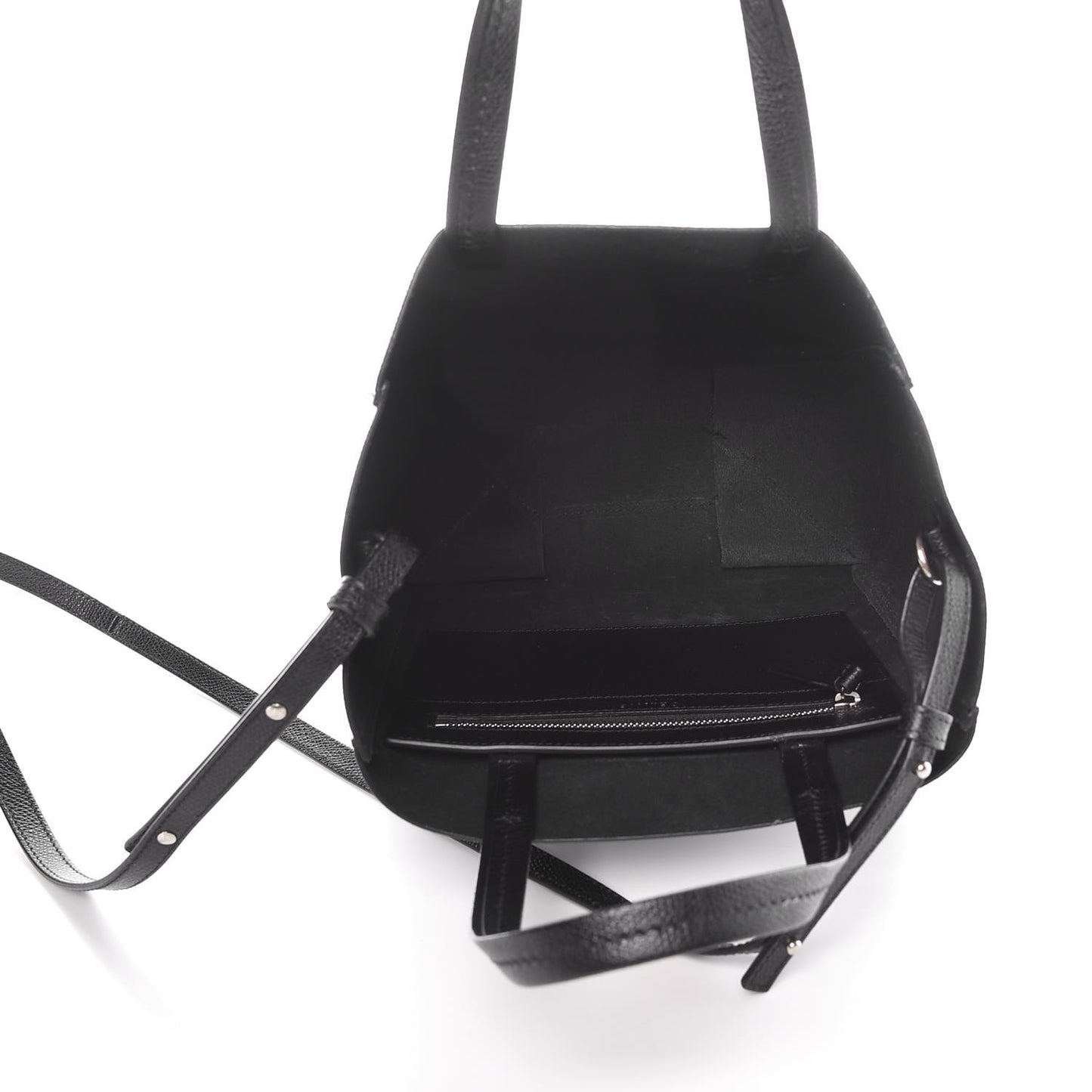 Grained Calfskin Small Vertical Cabas Black