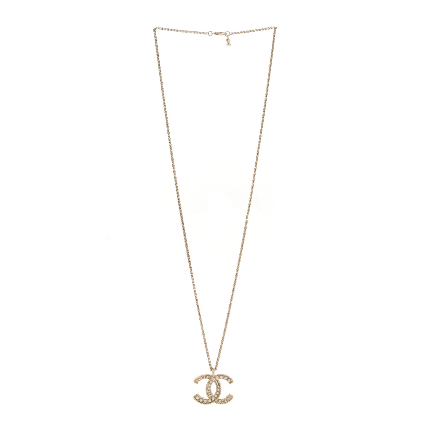 Pearl CC Pendant Necklace Gold