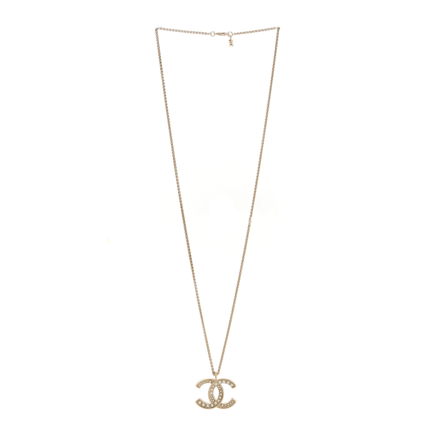 Chanel Pearl CC Pendant Necklace Gold 3 of 5