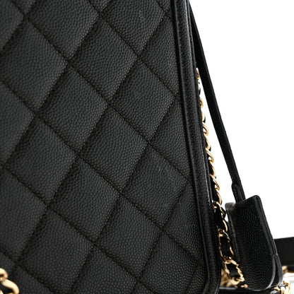 Chanel Caviar Quilted CC North South Filigree Vanity Case Black 11 of 13