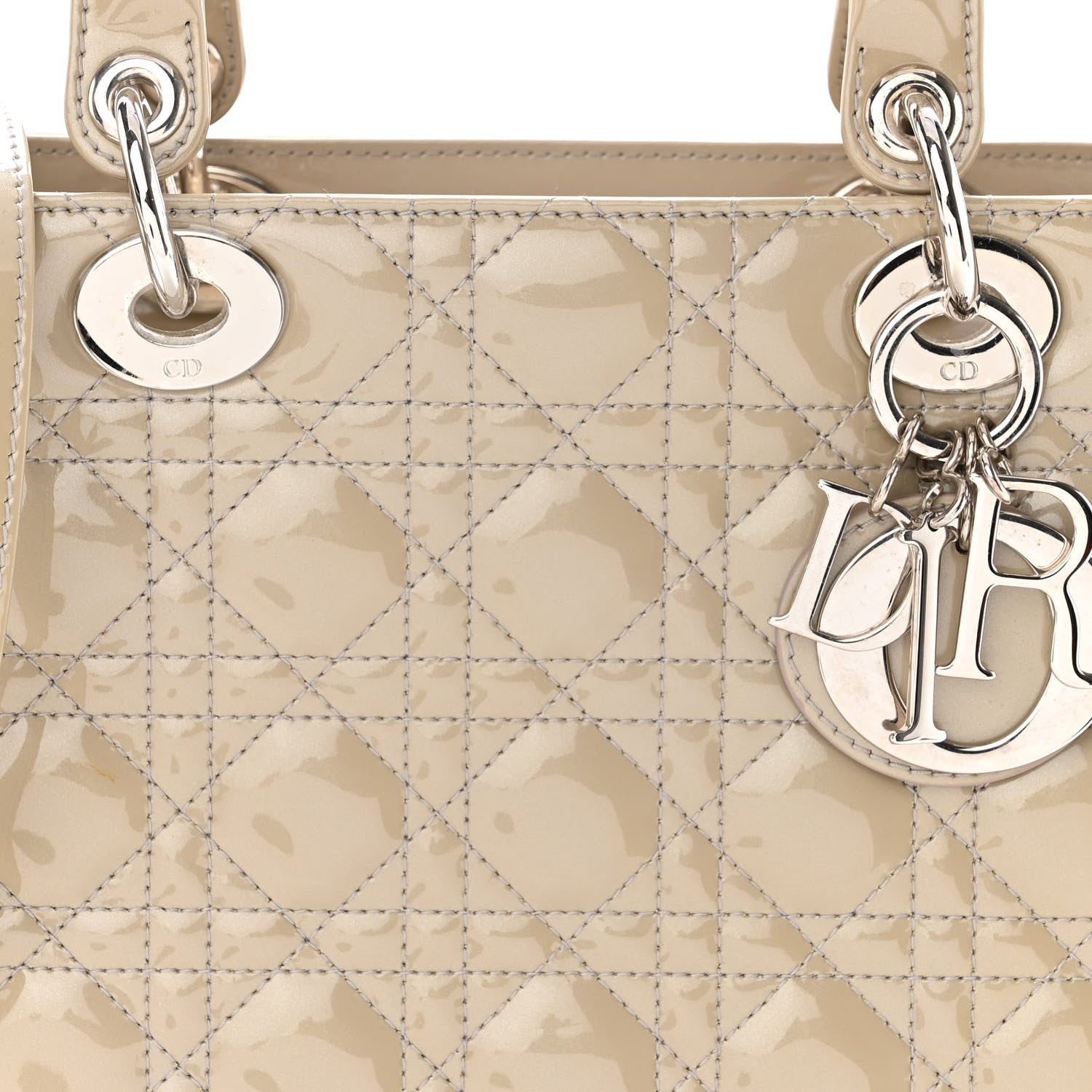 Christian Dior Patent Cannage Medium Lady Dior Beige 7 of 9