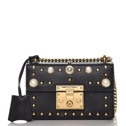 Gucci Calfskin Studded Small Padlock Shoulder Bag Black 1 of 12