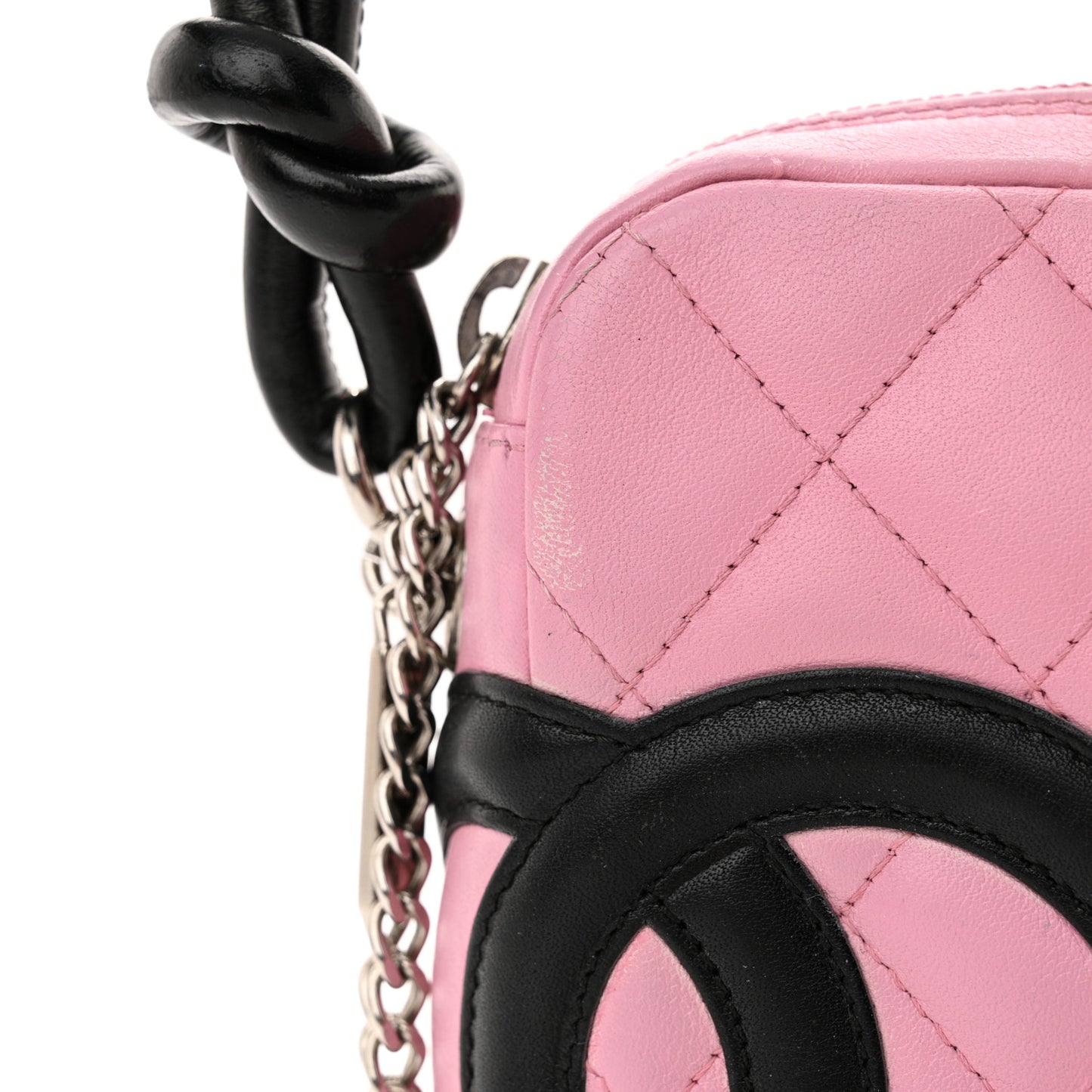 Calfskin Quilted Cambon Pochette Pink Black