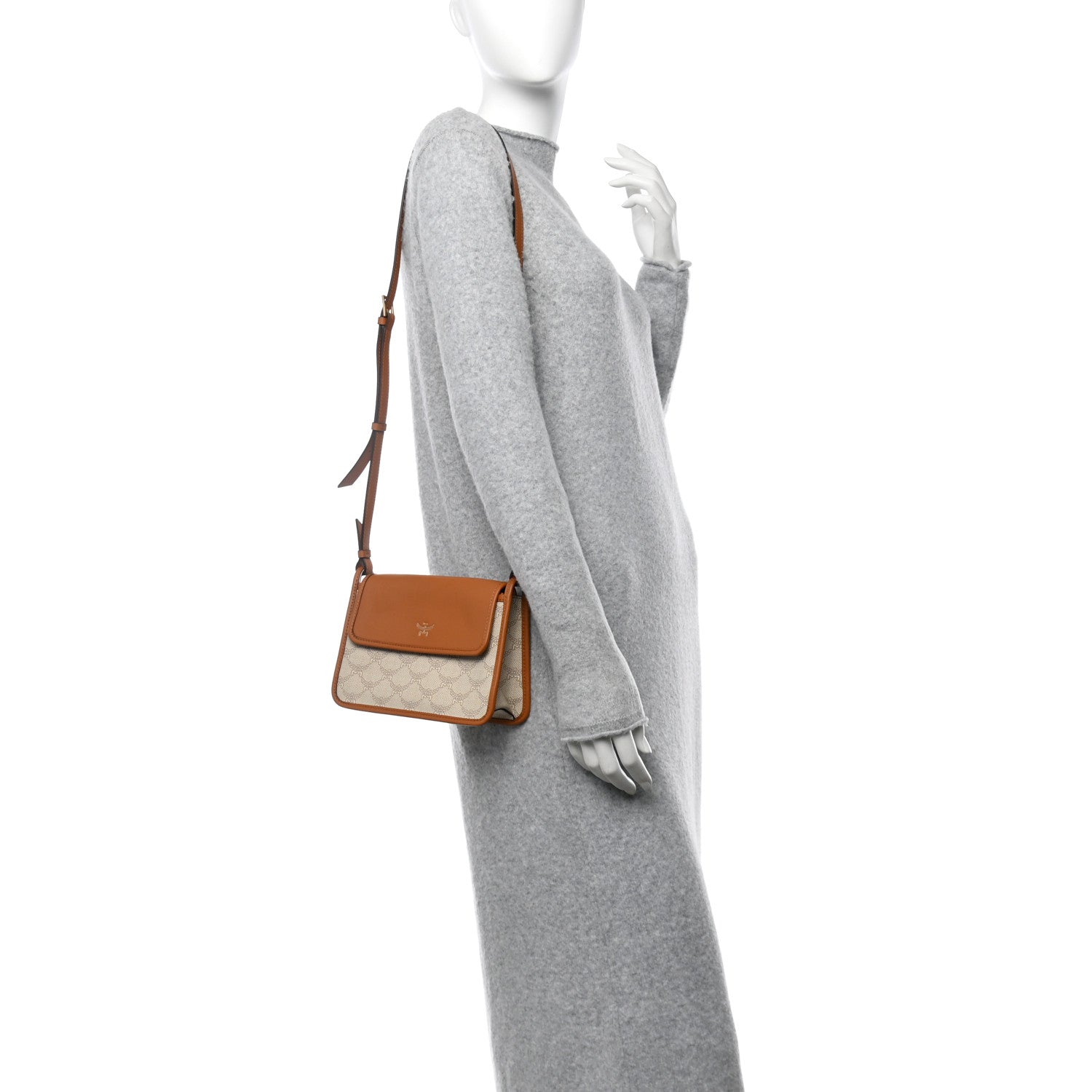 MCM Lauretos Nappa Small Himmel Crossbody Oatmeal 2 of 10