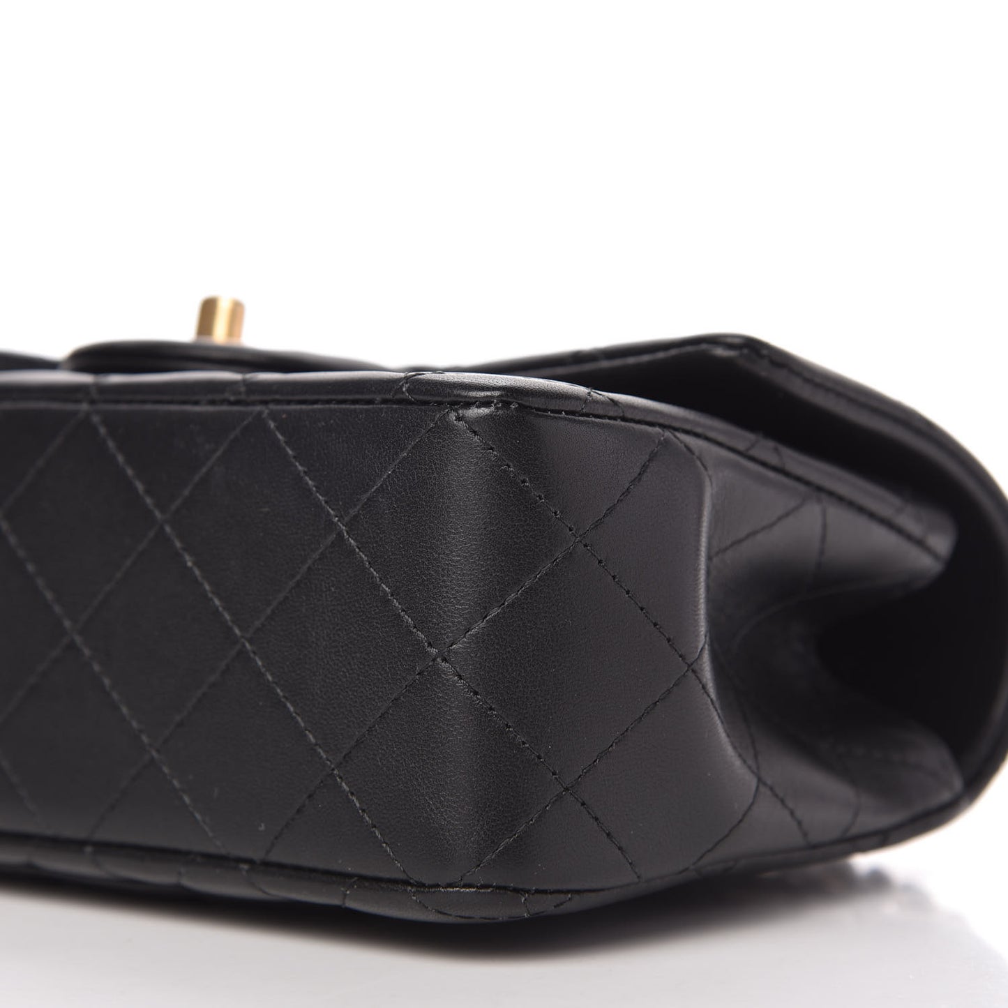 Lambskin Quilted Mini Top Handle Rectangular Flap Black