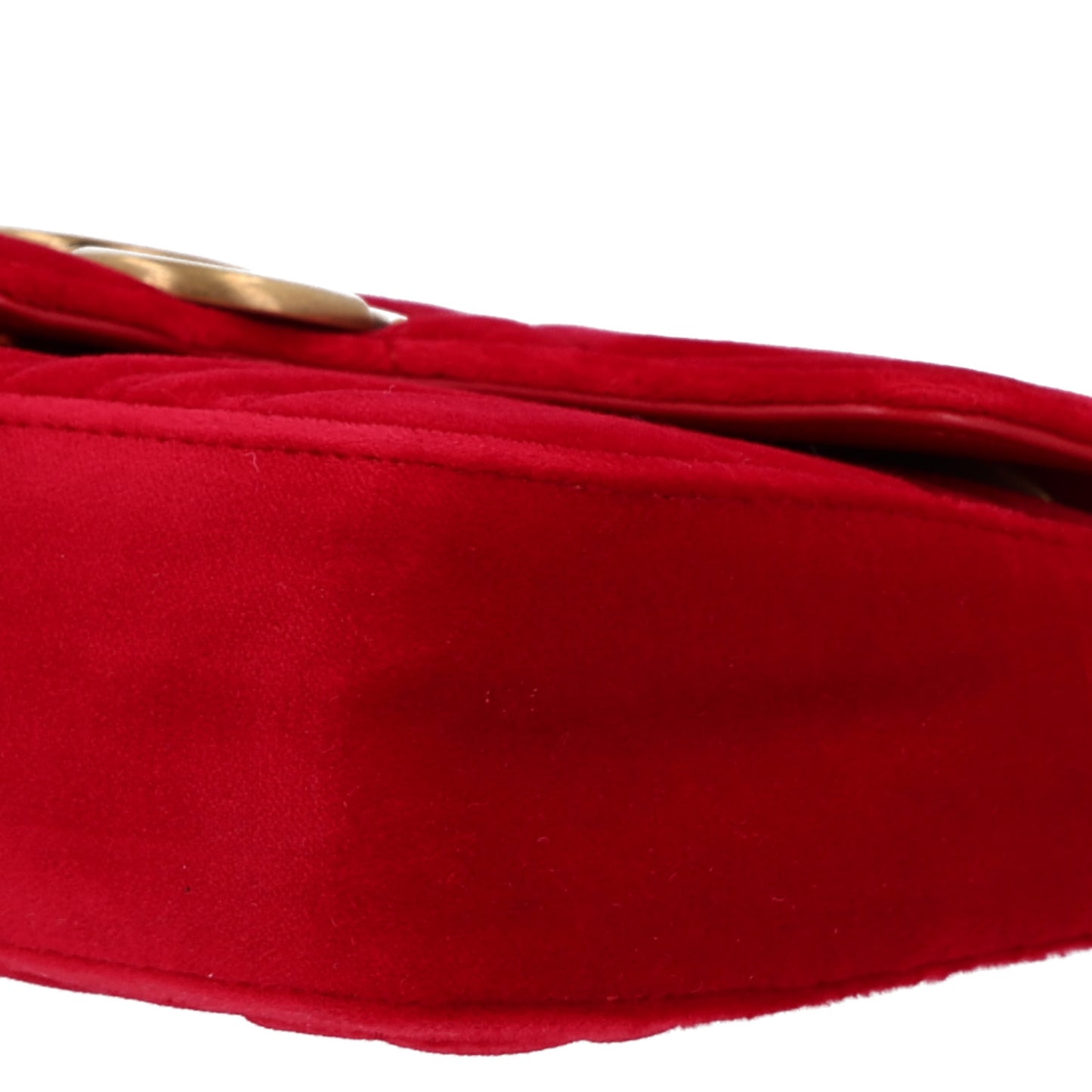 Velvet Matelasse Mini GG Marmont Shoulder Bag  Hibiscus Red
