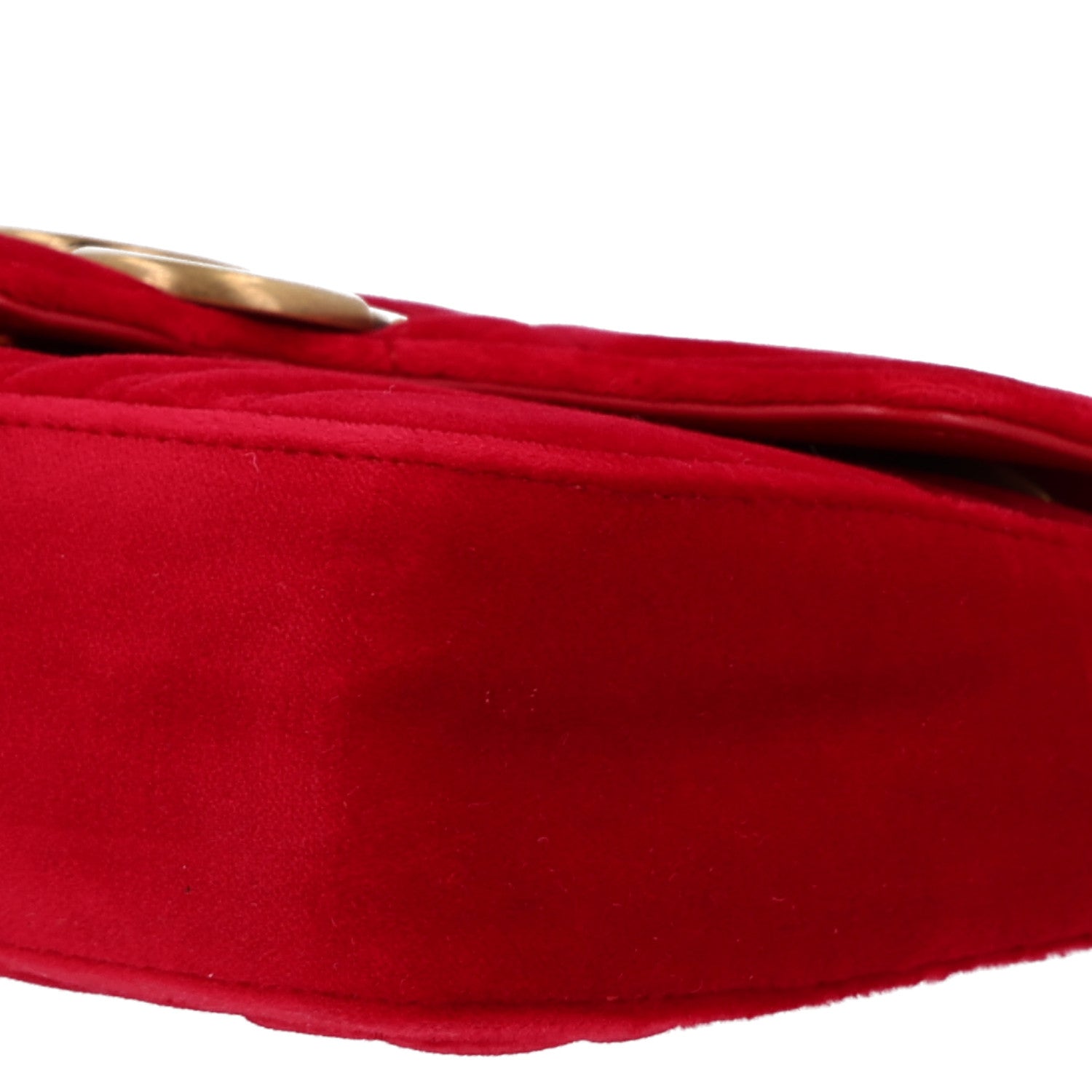 Gucci Velvet Matelasse Mini GG Marmont Shoulder Bag  Hibiscus Red 10 of 10