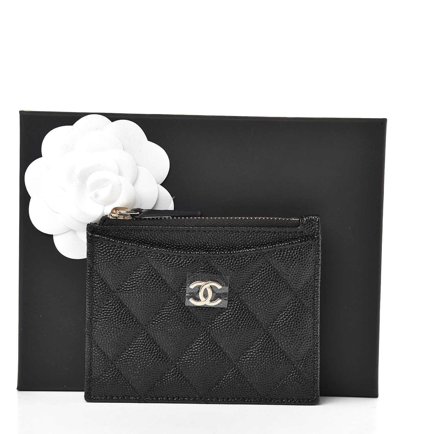 Chanel Caviar Quilted CC Zip Card Holder Black 8 of 8