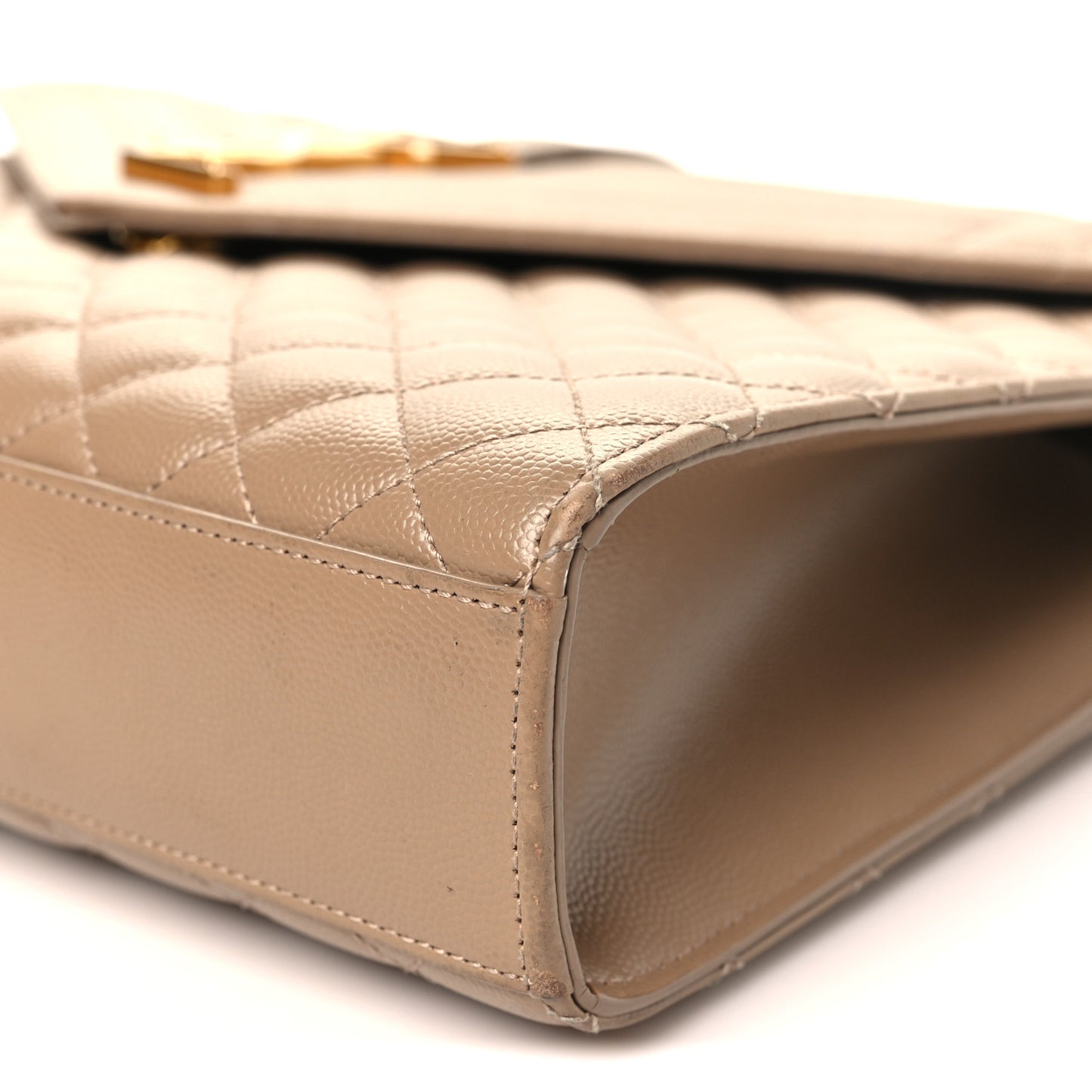 Grain De Poudre Mixed Matelasse Large Triquilt Monogram Satchel Dark Beige