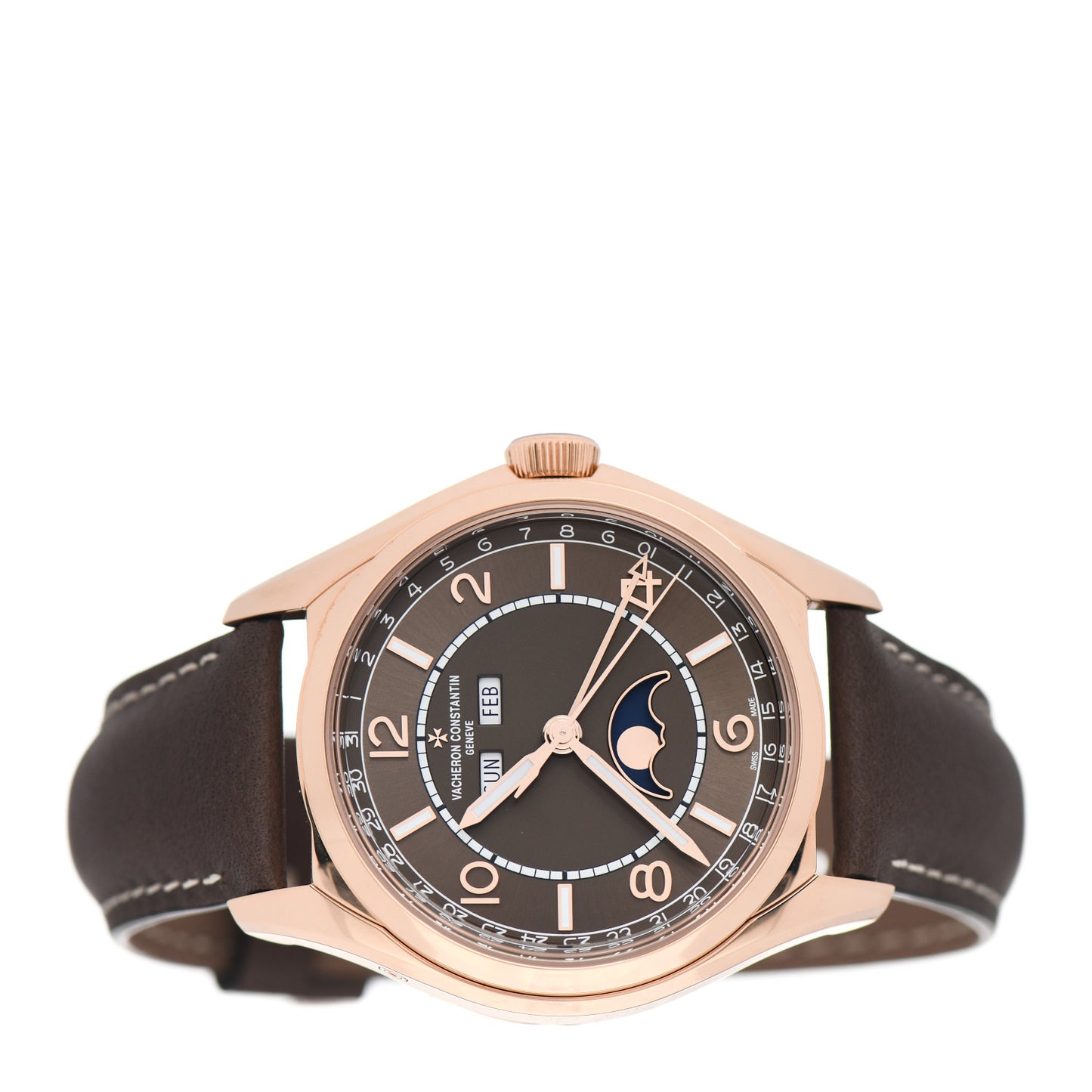 18K Pink Gold Calfskin 40mm Fiftysix Automatic Watch Brown 4000E/000R-B065