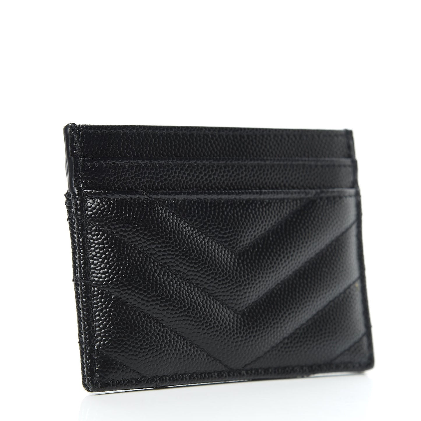 Grain De Poudre Matelasse Chevron Monogram Credit Card Case Black