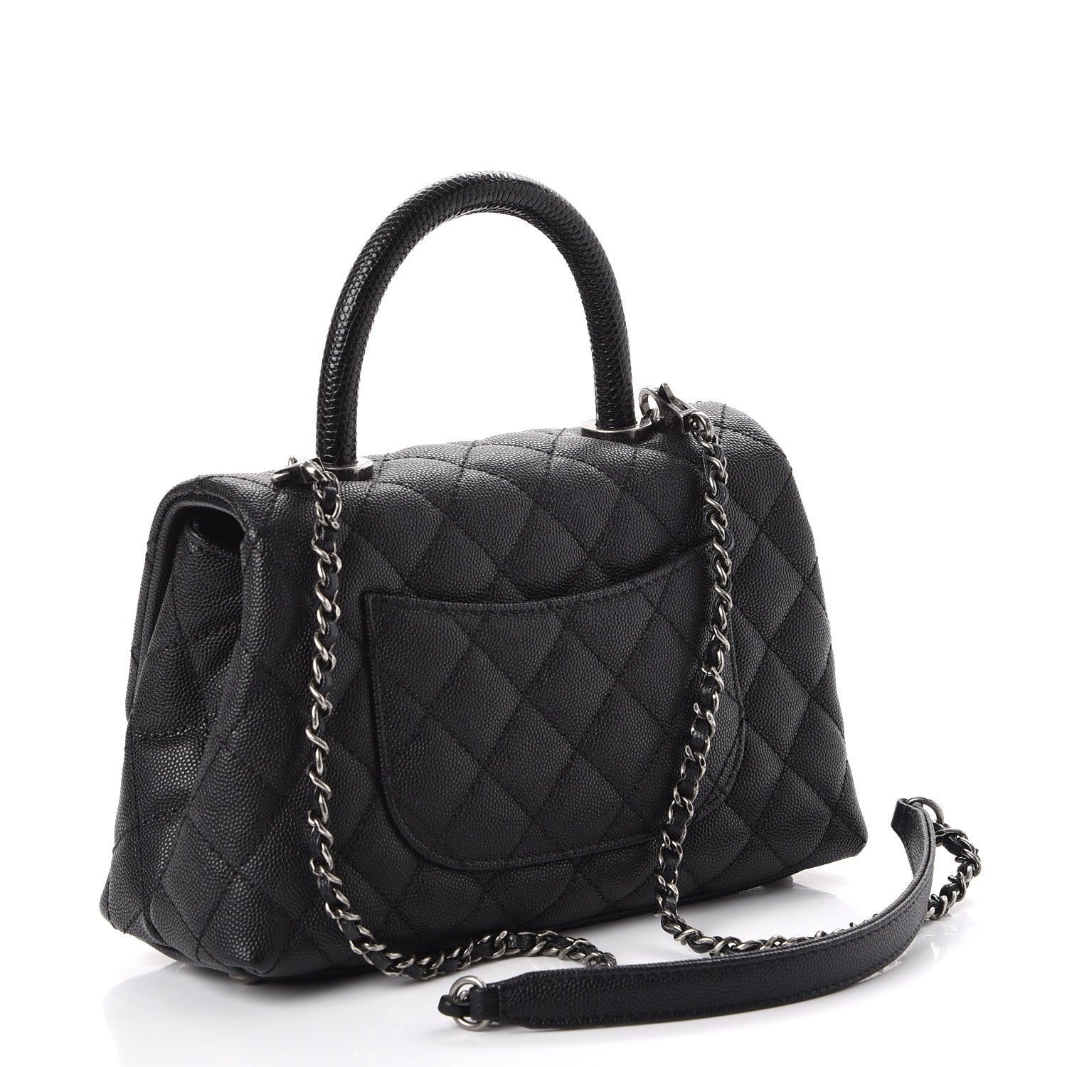 Chanel Caviar Lizard Quilted Mini Coco Handle Flap Black 2 of 7