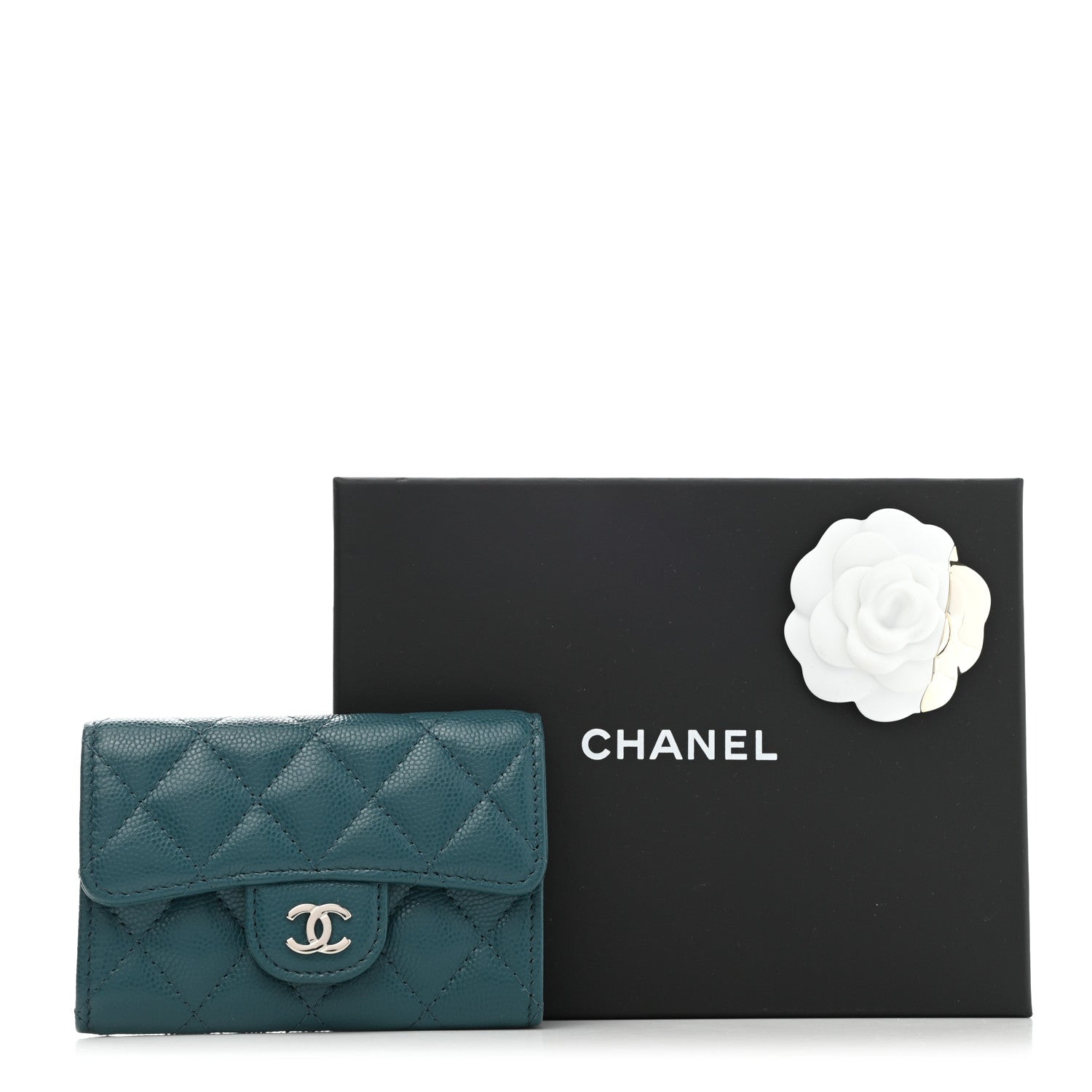 Chanel Caviar Quilted Flap Card Holder Wallet Turquoise 9 of 9