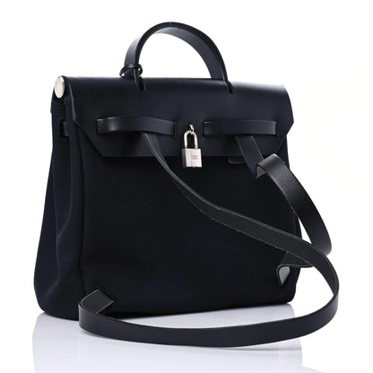 Hermes Toile Vache Calfskin Herbag 30 PM Backpack Black 4 of 17