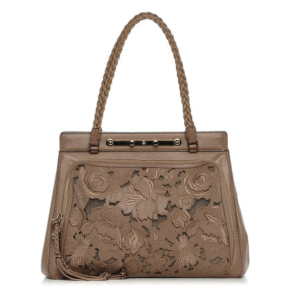 Valentino Garavani Vitello Lace Demetra Satchel Natural 1 of 9