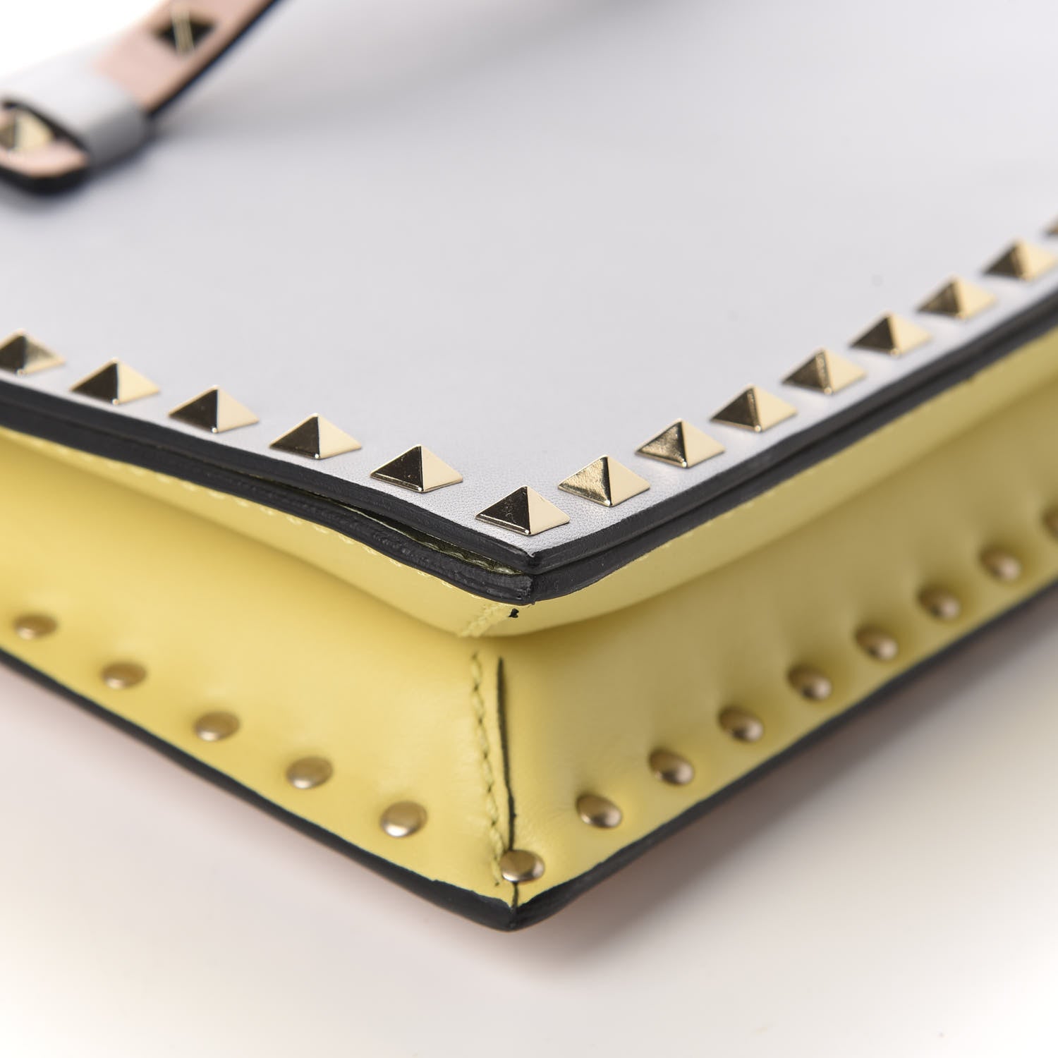 Valentino Garavani Nappa Watercolor Rockstud Wristlet Clutch Rose Green Yellow Sky 6 of 9