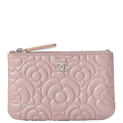 Chanel Goatskin Camellia Embossed Cosmetic Pouch Light Pink 1 of 8