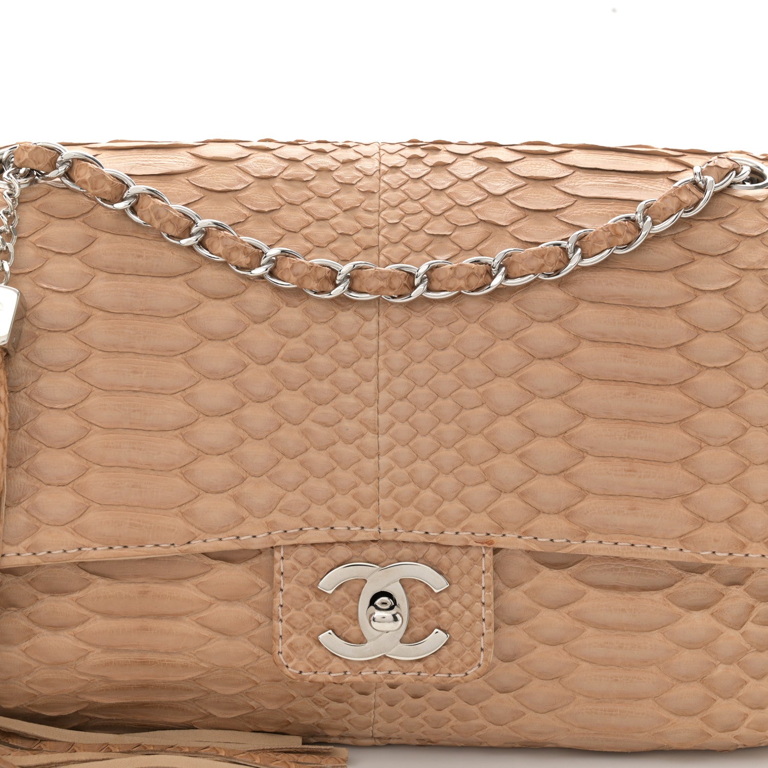 Chanel Snakeskin Medium Soho Tassel Flap Beige 8 of 11