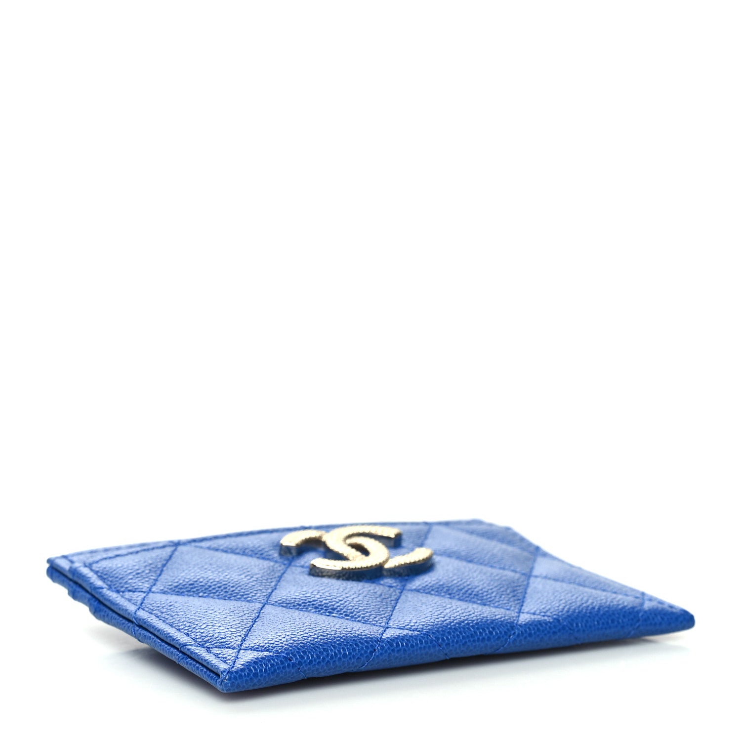 Chanel Caviar Quilted Studded CC Card Holder Blue 4 of 9