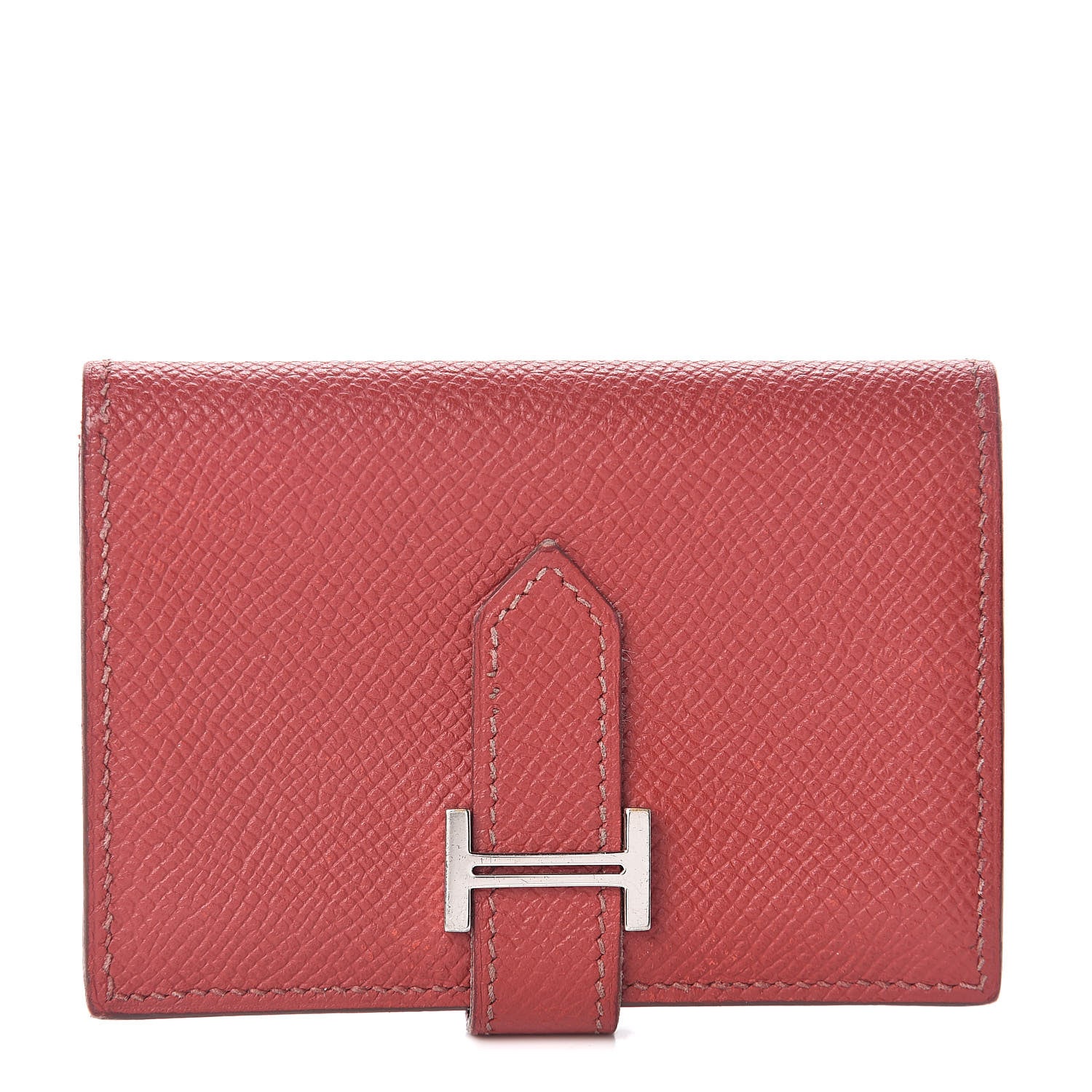 Hermes Epsom Bearn Card Holder Wallet Rouge Grenat 1 of 8