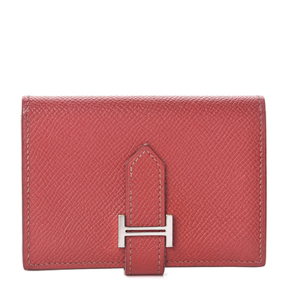 Hermes Epsom Bearn Card Holder Wallet Rouge Grenat 1 of 8