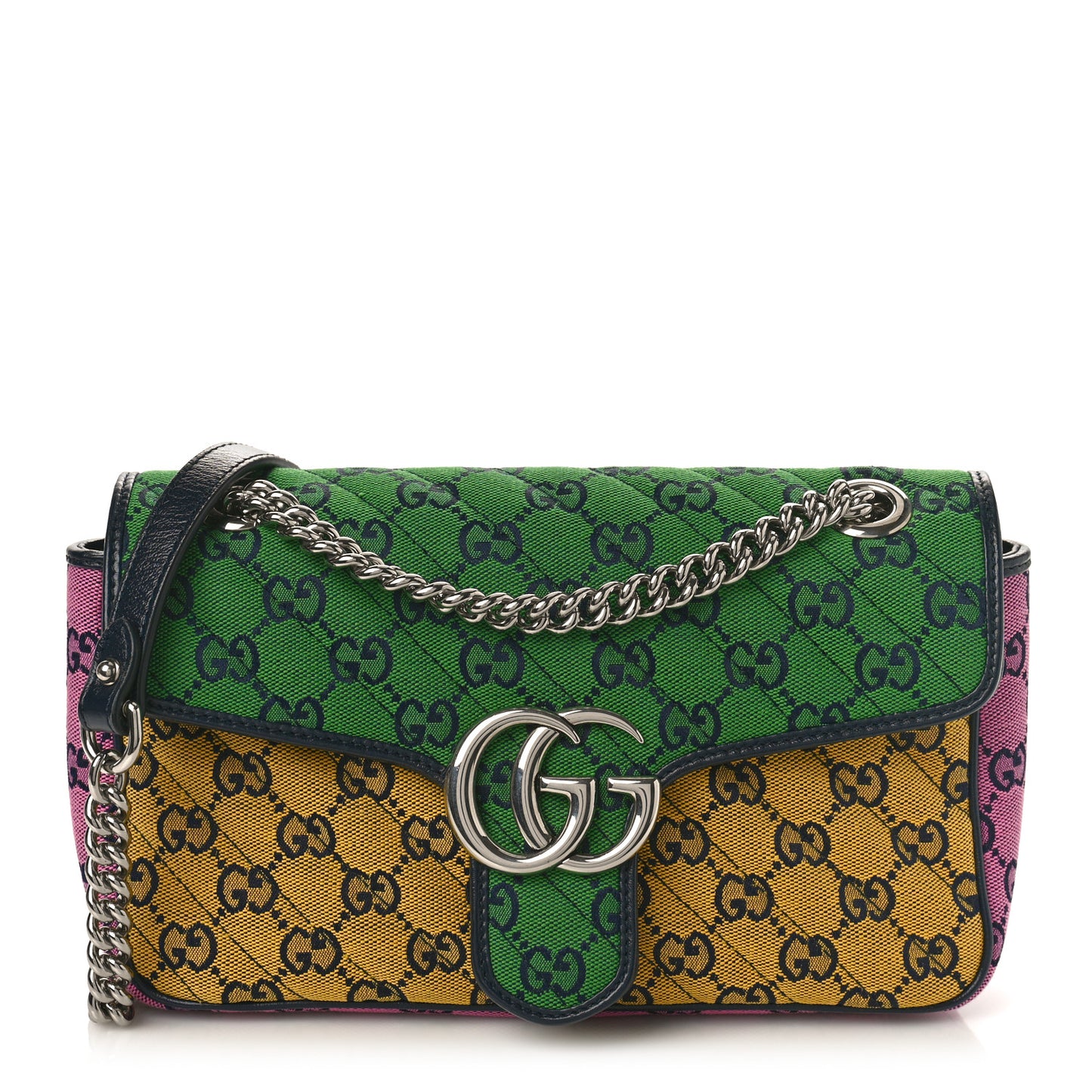 Monogram Multicolor Matelasse Diagonal Small GG Marmont Shoulder Bag Green Blue Yellow Light Blue Pink
