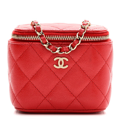 Chanel Caviar Quilted Mini Vanity Case With Chain Red 1 of 10