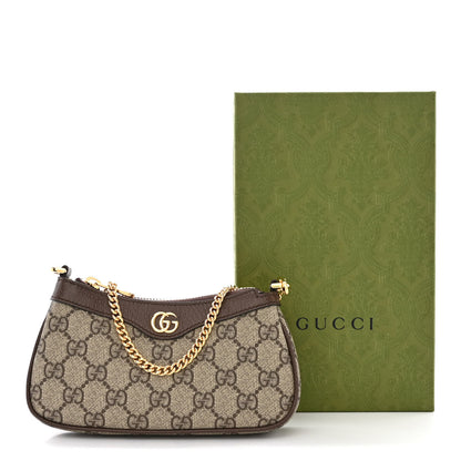 Gucci GG Supreme Monogram Textured Dollar Calfskin Mini Ophidia Chain Bag Beige Ebony 11 of 11