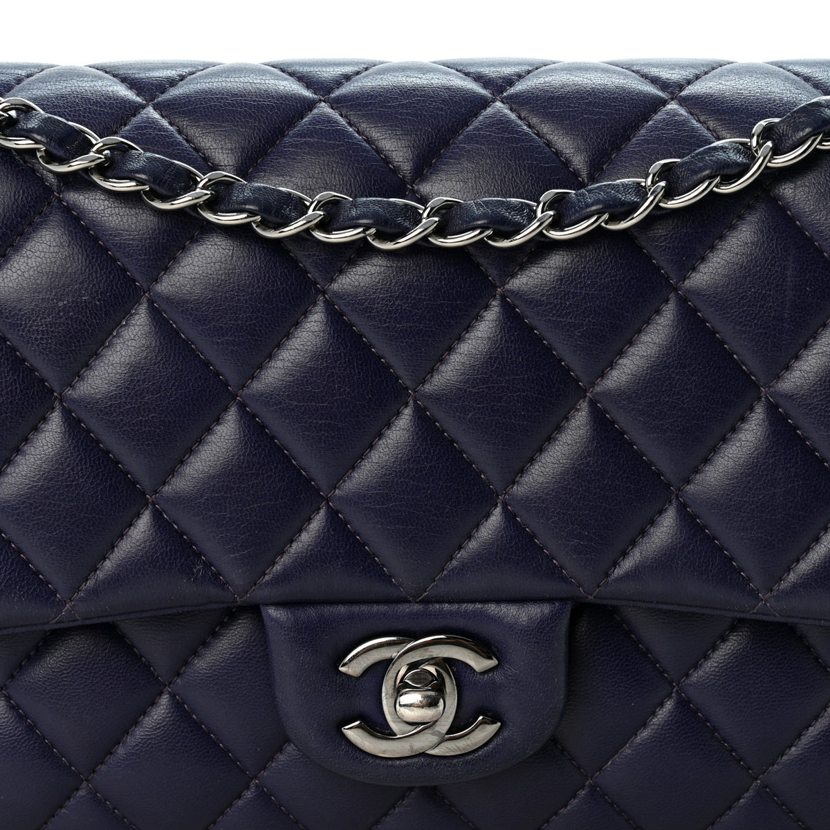 Chanel Lambskin Quilted Medium Double Flap Dark Purple 8 of 10
