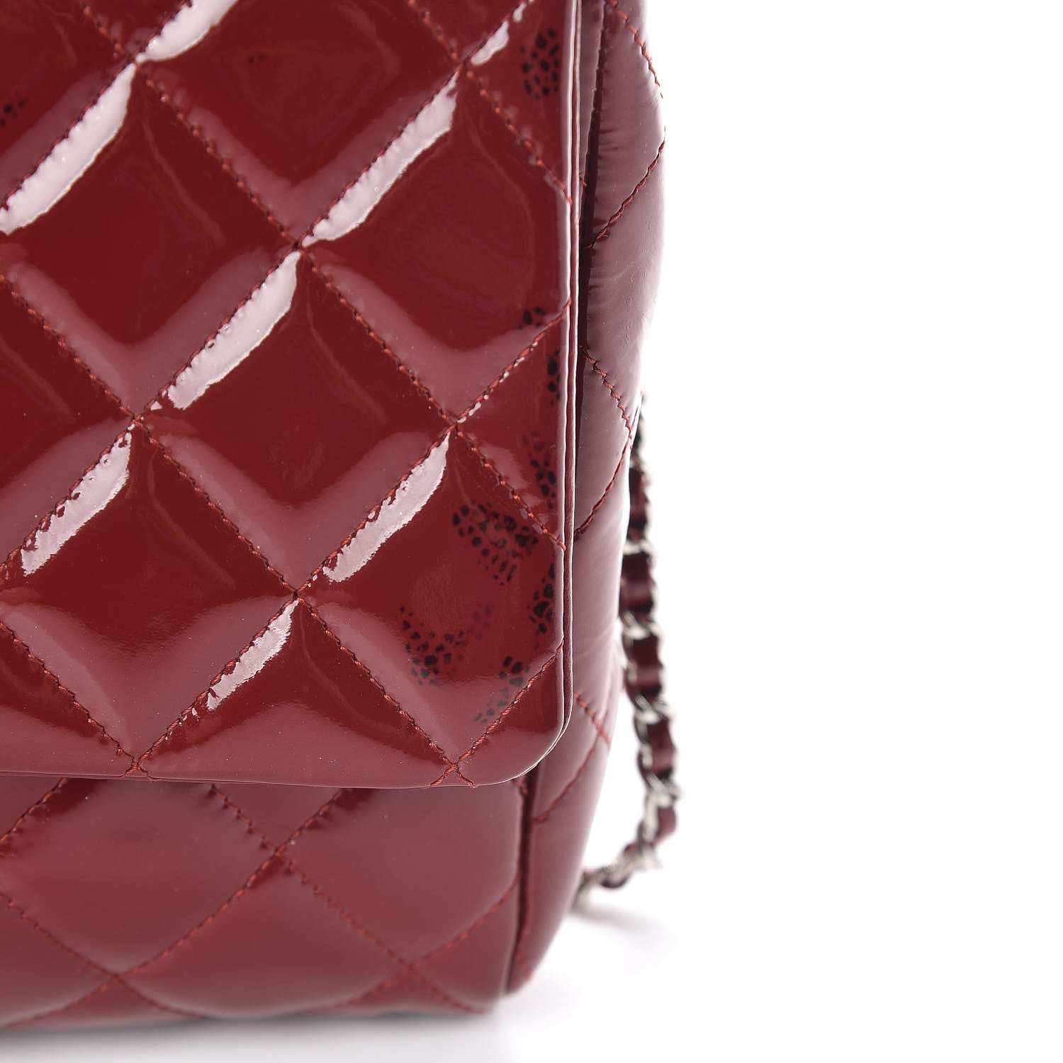 Chanel Patent Quilted Clutch With Chain Flap Red 14 of 18