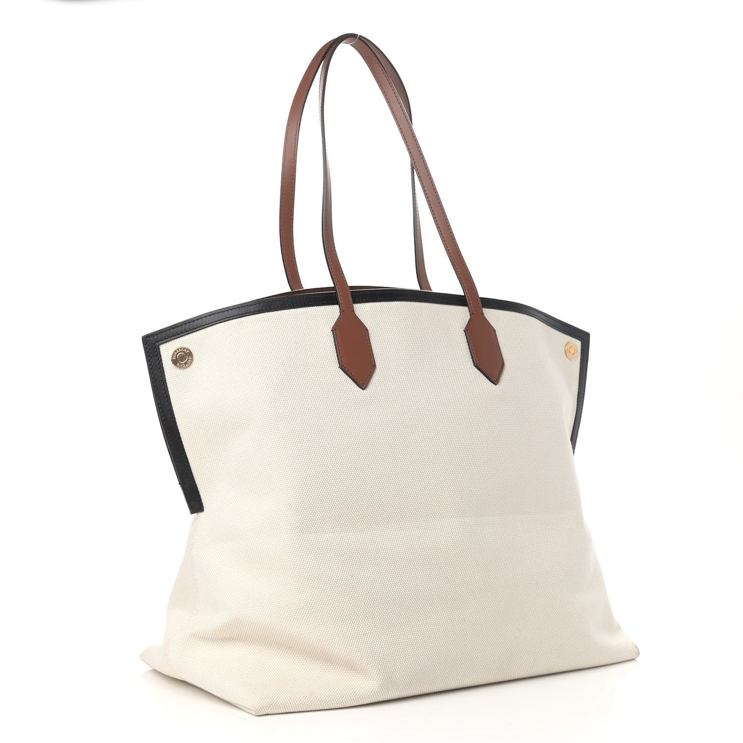 Cotton Canvas Calfskin Large Society Tote Bag Natural