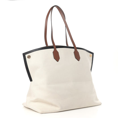 Burberry Cotton Canvas Calfskin Large Society Tote Bag Natural 2 of 11