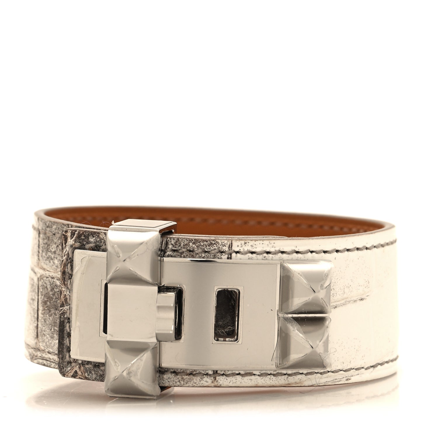 Matte Niloticus Crocodile Himalaya Collier De Chien CDC 24 Bracelet T3 Blanc