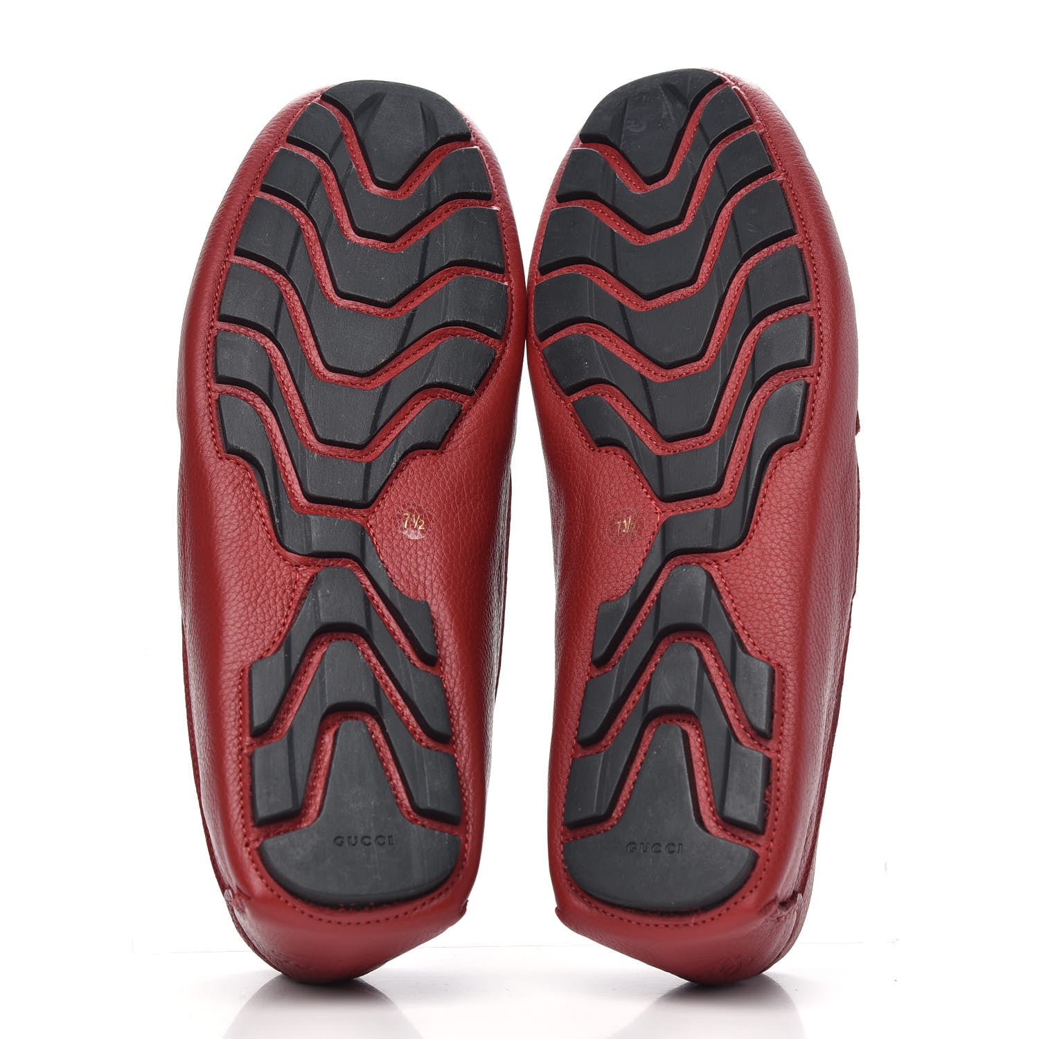 Gucci Calfskin Web Mens Driver Loafers 7.5 Red 5 of 10