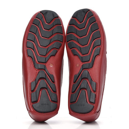 Gucci Calfskin Web Mens Driver Loafers 7.5 Red 5 of 10