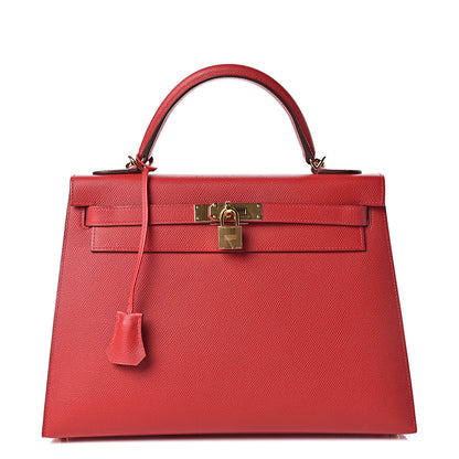Hermes Epsom Kelly Sellier 32 Rouge Casaque 1 of 35