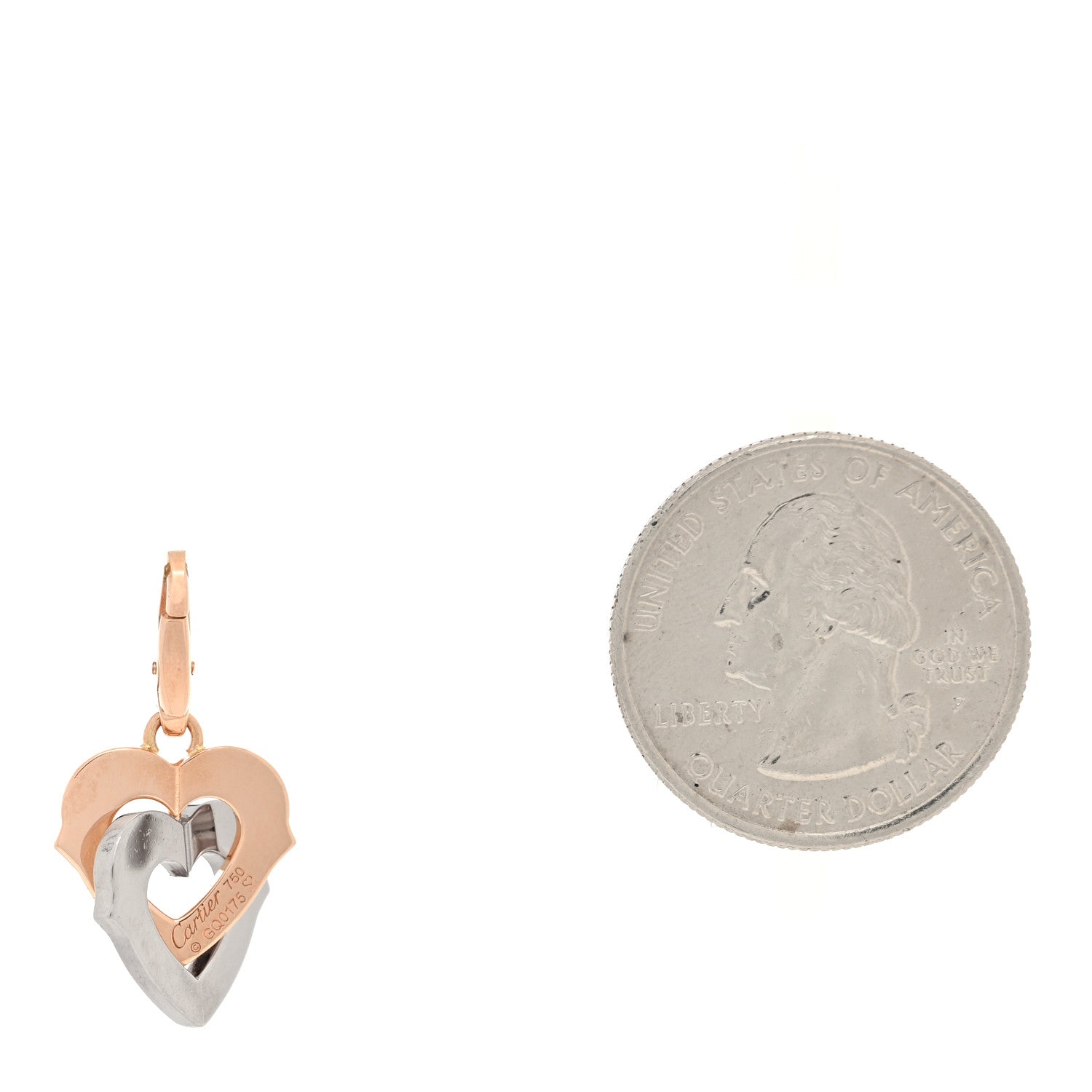 Cartier 18K White Pink Gold Double Heart Charm 2 of 3