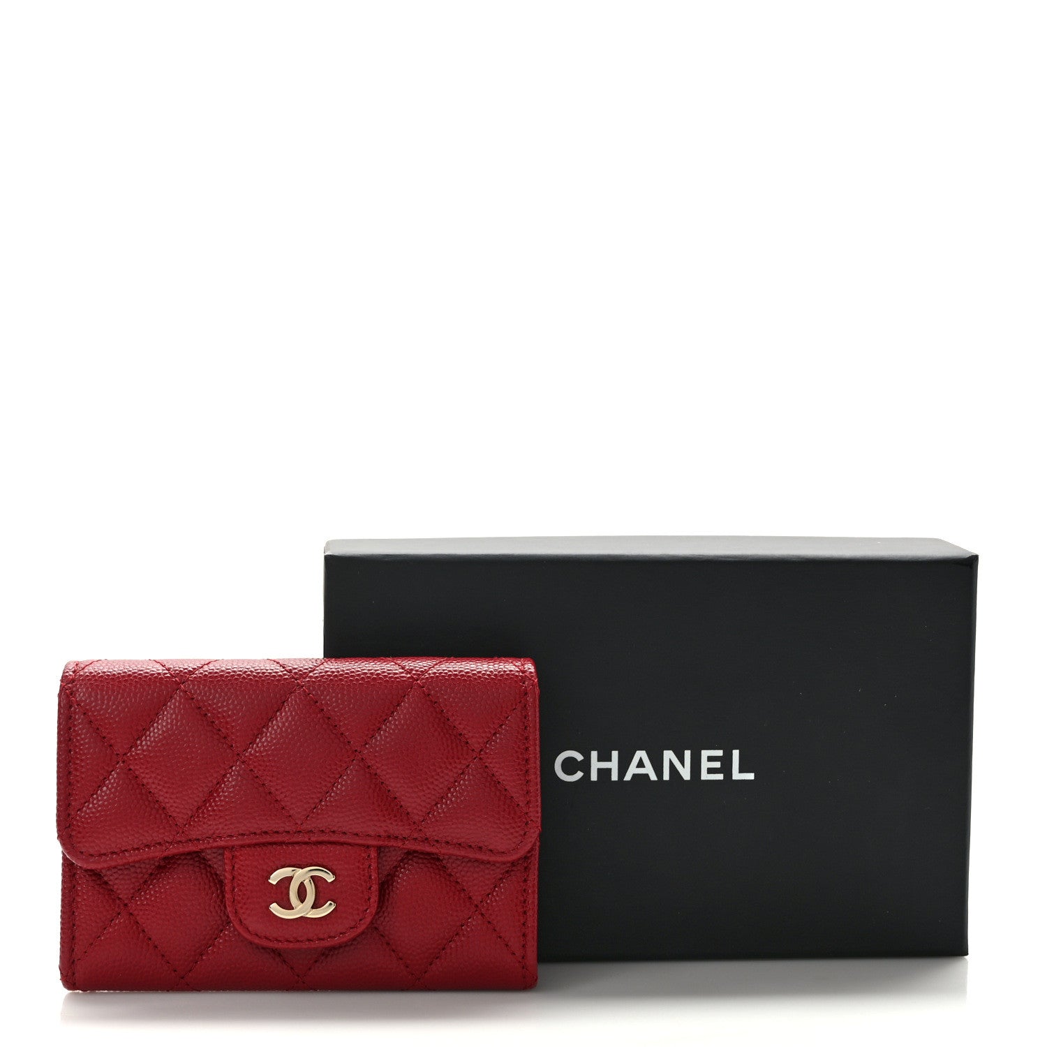 Chanel Caviar Quilted Flap Card Holder Wallet Red 10 of 10