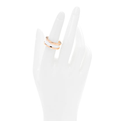 Bulgari 18K Rose Gold White Ceramic B.Zero1 Two-Band Ring 55 7.25 4 of 4