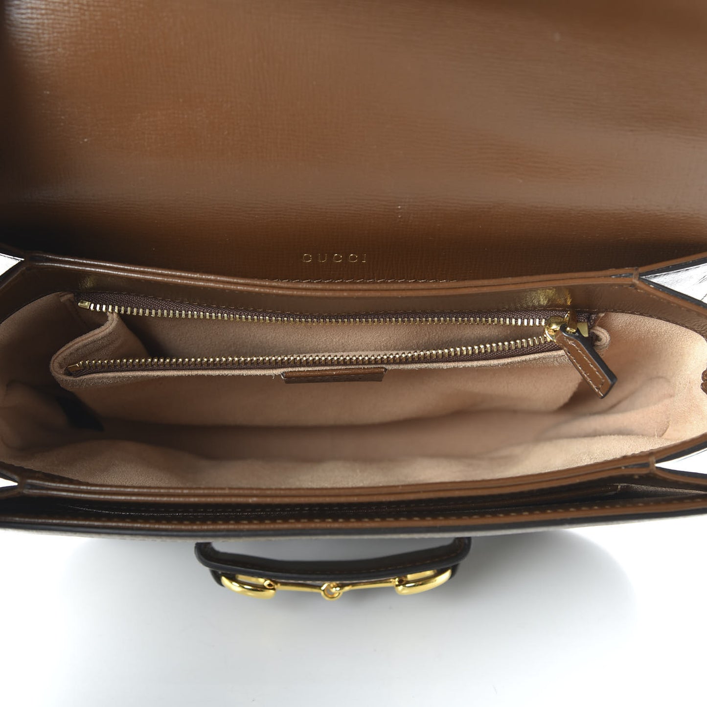 GG Supreme Monogram Horsebit 1955 Shoulder Bag Beige Brown Sugar