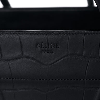 Celine Crocodile Embossed Calfskin Medium Phantom Luggage Navy Blue 5 of 25