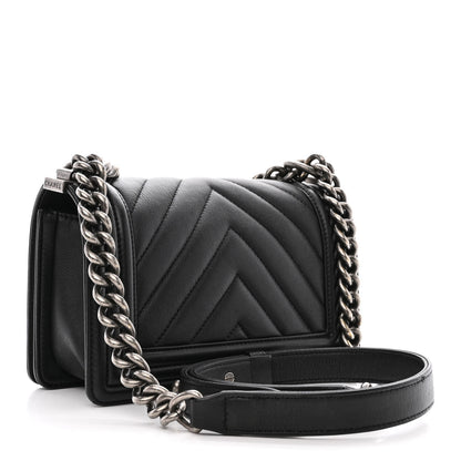 Chanel Calfskin Chevron Quilted Small Boy Flap Black 3 of 10