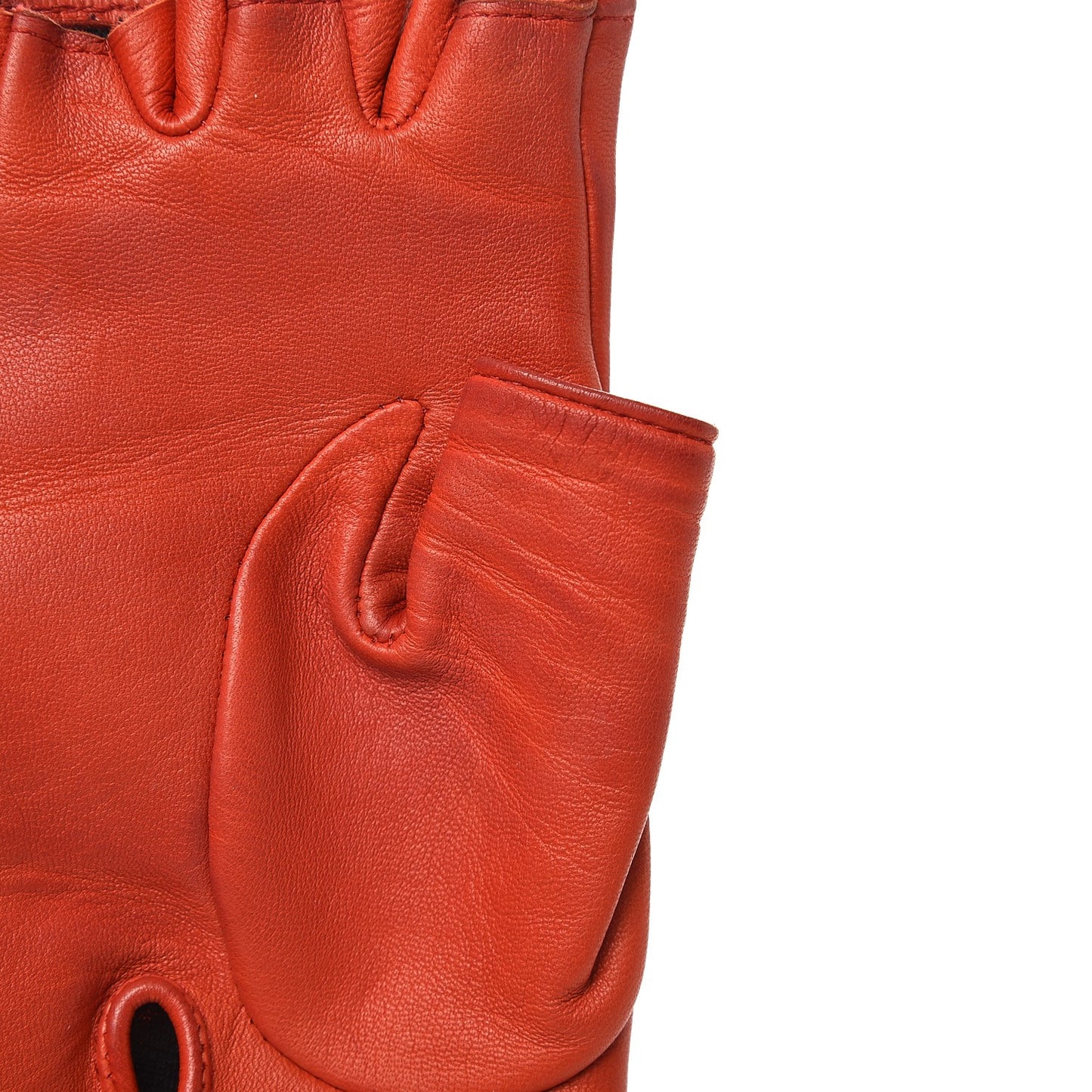 Lambskin Tweed Fingerless Gloves 7 Red