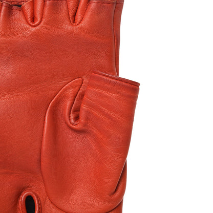 Chanel Lambskin Tweed Fingerless Gloves 7 Red 6 of 8