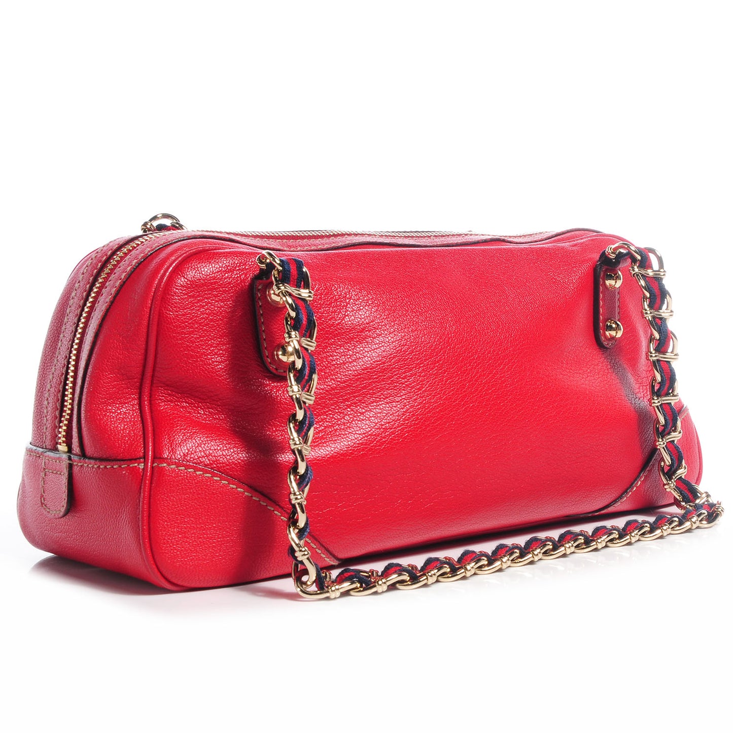 Leather Capri Small Bowler Red